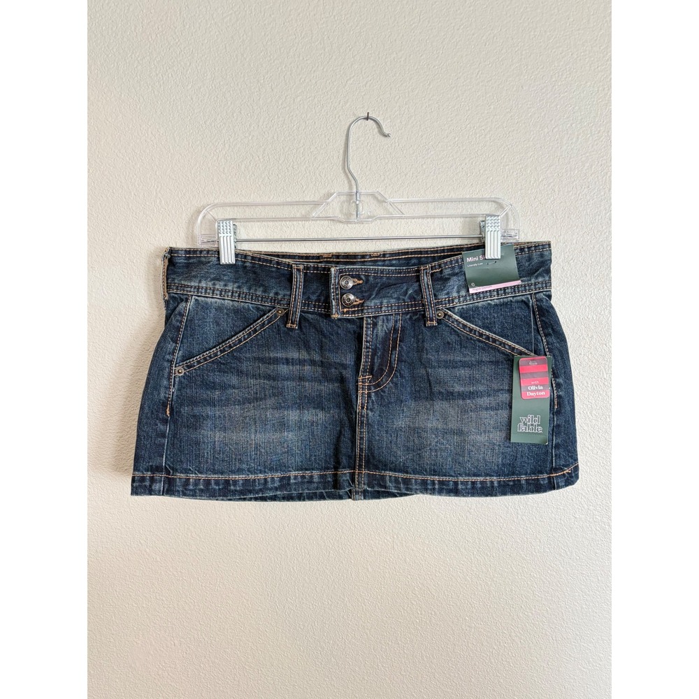 Wild Fable Literally Low Mini Skirt Dark Wash Rigid Denim Y2K Style Size 6 NWT